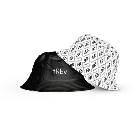 tREv Monogram Reversible Bucket Hat - White/Black